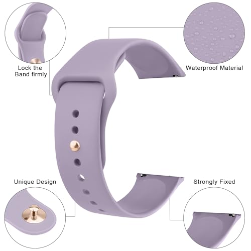 Meliya 4 Pack Silicone Watch Bands, 20mm 22mm Quick Release Soft Sport Replacement Watch Strap for Women Men (Cyan+Taro Purple+Pink+Starlight, 20mm)