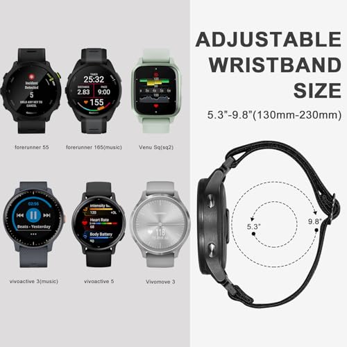 Kollody 5 Pack Stretchy Nylon Bands Compatible with Garmin Vivoactive 5/Vivoactive 6/Forerunner 165/55 Watch,20mm Soft Elastic Adjustable Replacement Sport Straps for Garmin Venu Sq 2 Women Men