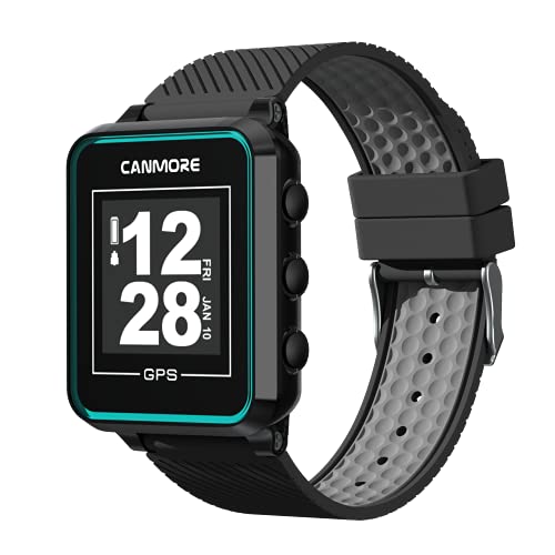 CANMORE TW353 Golf GPS Watch for Men and Women, High Contrast LCD Display, Free Update Over 41,000 Preloaded Courses Worldwide, Lightweight Essential Golf Accessory for Golfers, Black/Gray/Turquoise