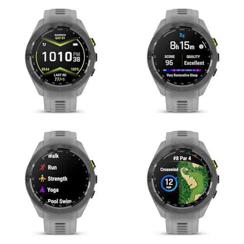 Garmin Approach S70 42MM Gray- Fitness Tracker Golf GPS Premium Smartwatch for Men, Lightweight Touchscreen AMOLED Display and Pre-Loaded Courses Bundle with Air Pro TWS Truly Wireless Earbuds -