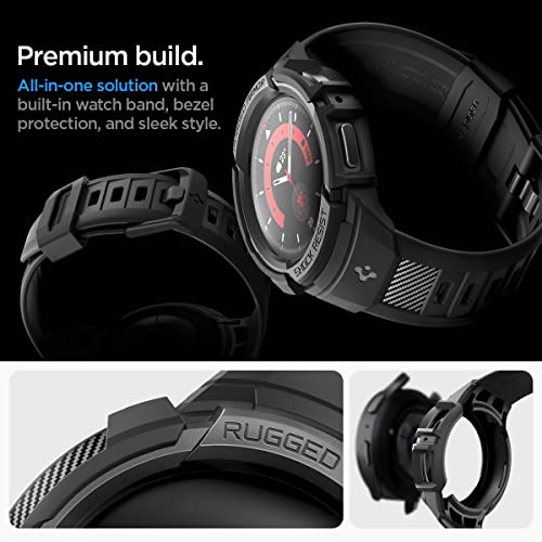 Spigen Rugged Armor Pro Designed for Samsung Galaxy Watch 5 Pro Band with Case Protector 45mm (2022) - Black
