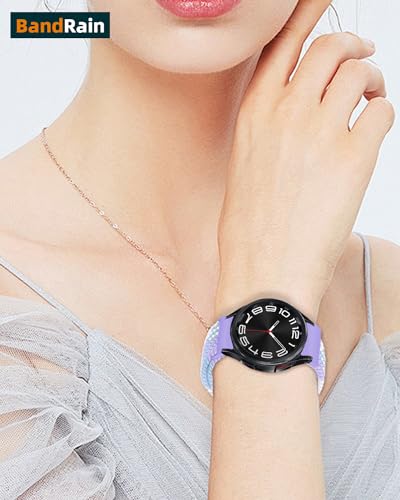 One Click No Gap Braided Bands Compatible with Samsung Galaxy Watch 7 6 4 5 FE Band 40mm 44mm/Galaxy Watch 6 4 Classic 47mm 43mm 42mm 46mm/Watch 5 Pro 45mm, 20mm Elastic Nylon Sport Strap Men Women