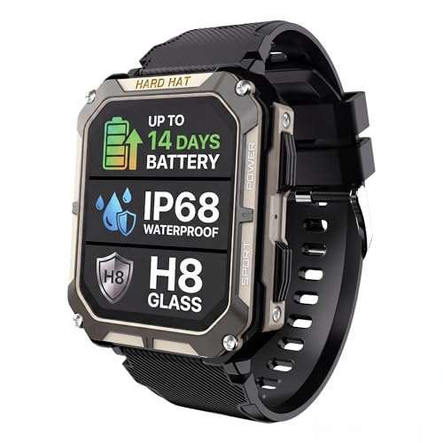 Hard Hat Watches - Rugged Smart Watch for Men, Original Smartwatch, Waterproof Smart Watch for Construction Work Men, with Fitness Trackers, Heart Rate Monitor, IP68, Pedometer, Workout Modes & More