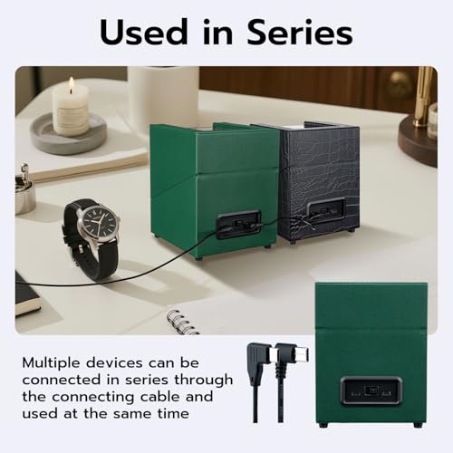 Mcbazel Watch Winder for Automatic Watches, Double Automatic Watch Winder Box, Automatic Watch Display Storage Rotation Wristwatch Box with 2 Slots (Green PU Leather)