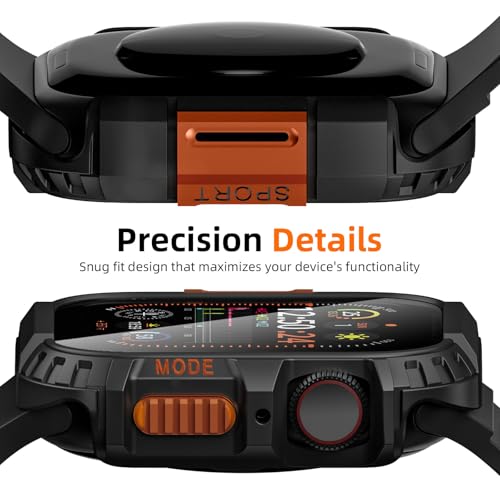 Zumyzu Rugged Waterproof Case for Apple Watch 46mm Series 11 10 with Tempered Glass Screen Protector, Durable Hard PC Bumper Protective Face Cover for iWatch 46 mm Black