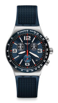 Swatch I New Chrono Unisex Watch Dress Stainless Steel Blue Quartz Waterproof Blue Grid
