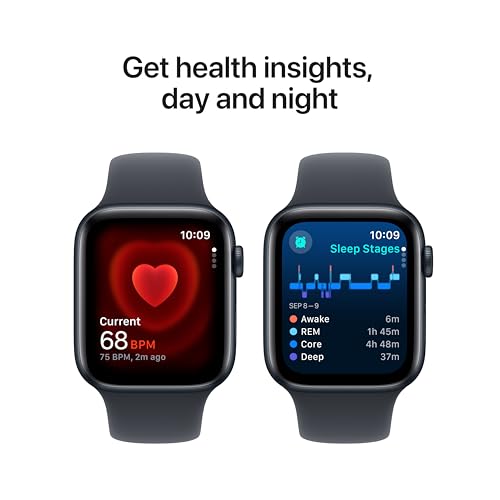 Apple Watch SE (2nd Gen) [GPS 44mm] Smartwatch with Midnight Aluminum Case with Midnight Sport Band M/L. Fitness and Sleep Trackers, Crash Detection, Heart Rate Monitor, Retina Display