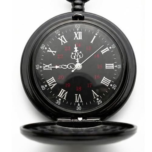 Red Dot Laser Engraving Engraved Pocket Watch with Chain for Husband or Boyfriend | Classy Gift Set for Anniversary or Any Occasion (I Will Love You Until the End of Time)