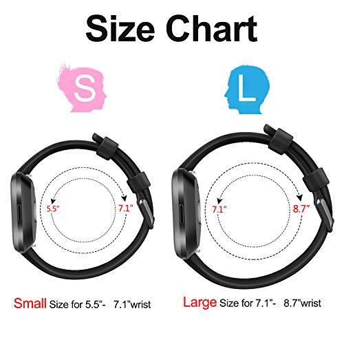 AK Sports Bands Compatible for Fitbit Versa 2, Soft Elastomer Multi-colors Replacement Wristbands for Fitbit Versa Smart Watch (Black, Large)