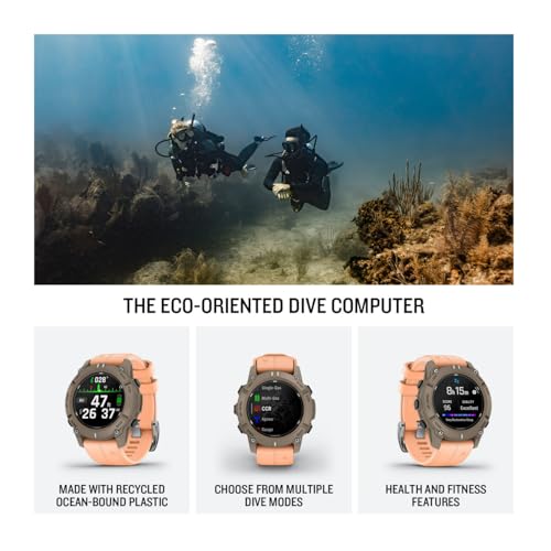 Garmin® Descent™ G2, Watch-Style Dive Computer, Bright AMOLED Display, Multiple Dive Modes, Health and Wellness Features, Paloma with Shell Pink Band