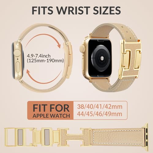 JSGJMY Leather Magnetic Band Compatible with Apple Watch Bands 38mm 40mm 41mm 42mm 44mm 45mm 46mm 49mm for Women Men，Top Grain Leather Designer Replacement Strap for iWatch Ultra SE Series11/10/9/8/7/6/5/4/3/2/1