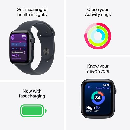 Apple Watch SE 3 [GPS 44mm] Smartwatch with Starlight Aluminum Case with Starlight Sport Band - M/L. Fitness and Sleep Trackers, Heart Rate Monitor, Always-On Display, Water Resistant
