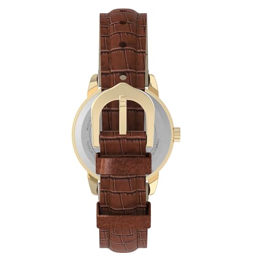Timex Women's Easy Reader 25mm Watch – Gold-Tone Case White Dial with Honey Brown Croco Leather Strap