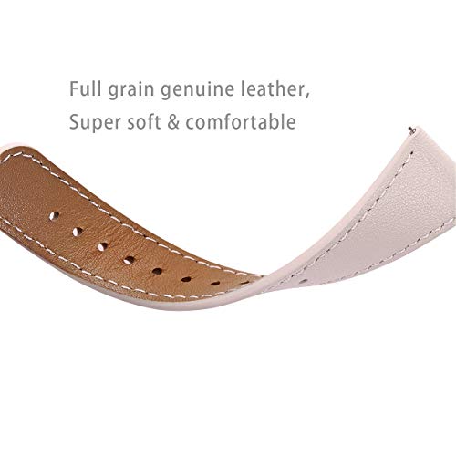 WFEAGL for Fitbit Versa Bands, Top Grain Leather Replacement Strap for Fitbit Versa/Versa 2 /Versa Lite/Versa SE Fitness Smart Watch (PinkSand Band+ Rosegold Buckle)