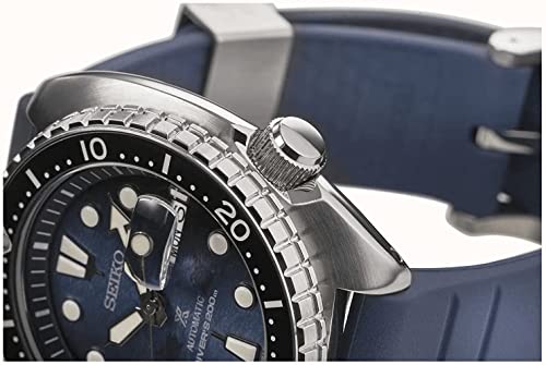 Seiko SRPF77 Automatic Watch for Men - Prospex Automatic Diver - Manta Ray Patterned Blue Dial with Day/Date, Rotating Bezel, 200m Water-Resistant