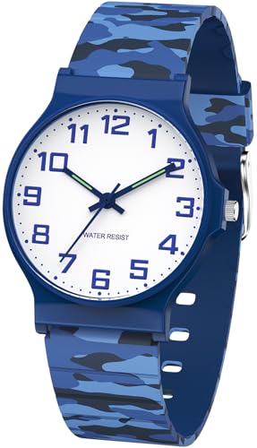 SOCICO Kids Analog Watch for Boys Girls Camouflage Sport Watches, 30M Waterproof, Rubber Band, Easy to Read for Child Teens Ages 5-15 Perfect for Gifts