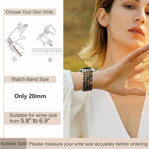 Newlibery Natural Stone Bracelet Beaded Band Women 20mm Compatible with Samsung Galaxy Watch 7/6/5/4/Active 2/4 Classic/6 Classic/5 Pro/FE 40mm 42mm 43mm 44mm 45mm 46mm 47mm