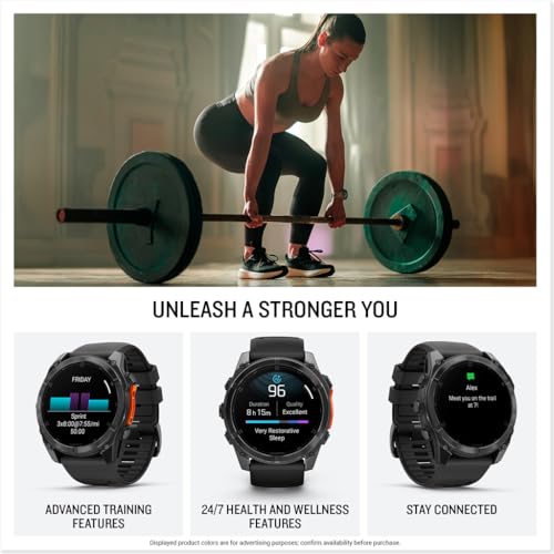 Garmin fēnix® 8 – 51 mm, AMOLED, Premium Multisport GPS Smartwatch, Long-Lasting Battery Life, Dive-Rated, Built-in LED Flashlight, Slate Gray with Black Band (Renewed)