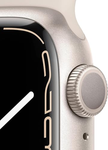 Apple Watch Series 7 (GPS, 41mm) Starlight Aluminum Case with Starlight Sport Band, Regular (Renewed)