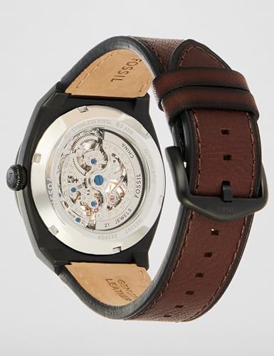 Fossil Men's Everett Automatic Stainless Steel, Three-Hand Watch for Men, Color: Black, Brown