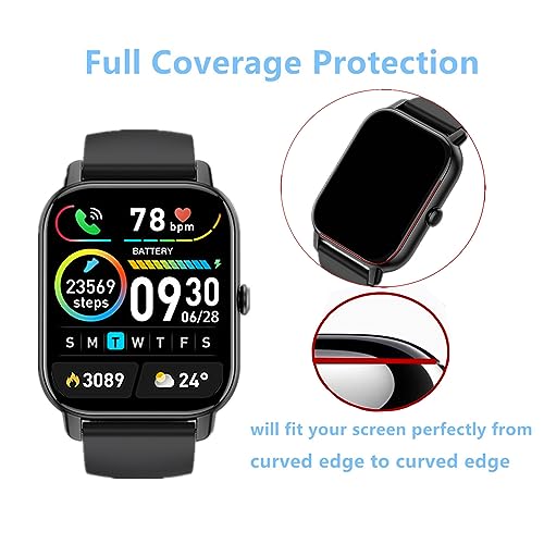Aemus Screen Protector Compatible for Quican, Tensky ID208 PLUS Smartwatch (6 Pack) Clear TPU Film Compatible for Mindimp P66D P114 P125 Smart Watch 1.85"