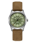 Hamilton Khaki Field Titanium Automatic Men's Watch, 38mm Titanium Case, Swiss Made, Green Dial Analog Wrist Watch for Men, 100m Waterproof, Sapphire Crystal, 3-Hand Movement, Cow Leather Strap