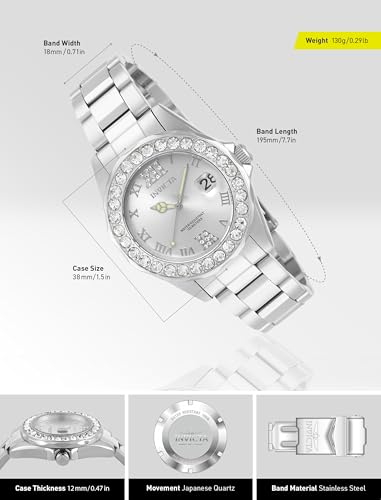 Invicta Women's 15251 Pro Diver Silver Dial Crystal Accented Stainless Steel Watch