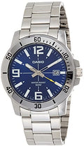 Casio MTP-VD01D-2BV | Diver-Style Analog Watch | Blue Sunburst Dial | Stainless Steel Band | Date Display | 50M Water Resistant | 3-Year Battery | Men's