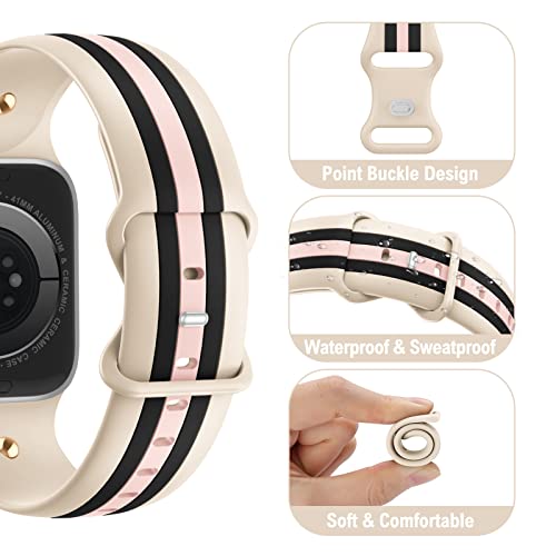 Designer Band with Charms Decor Compatible with Apple Watch Band 38mm 40mm 41mm 42mm 44mm 45mm 46mm 49mm Women Men, Stylish Silicone Sport Wristbands for iWatch Series 11 10 9 8 7 6 5 4 3 2 1 SE/3 Ultra 2/3