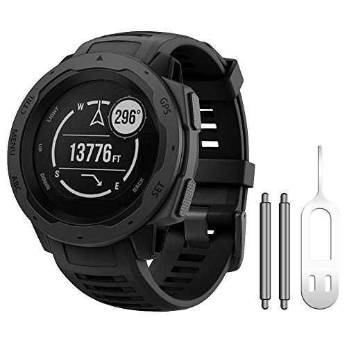 NotoCity for Garmin Instinct Band, Soft Silicone Replacement Watch Strap Compatible with Garmin Instinct 2/ Solar/Tactical(Black)