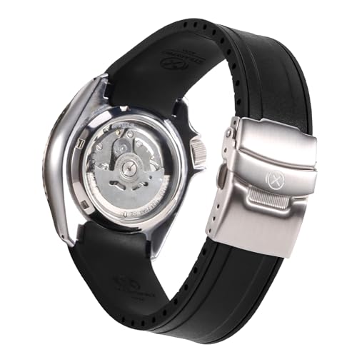 StrapXPro (SX1A) 22mm Watch Bands Men's Rubber Watch Strap Replacement for New Seiko 5 Sports SRPD, GMT Series, New SKX & SKX007 Series , Curved End Watchband for SKX007, SKX009，SRPD51, SRPD53, SRPD55K1, SRPD59K1, SSK017, SSK019, etc.