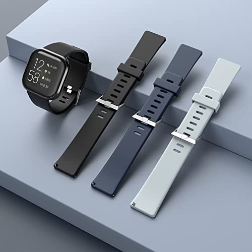 Dr.Sept 2 Pack Waterproof Bands Compatible with Fitbit Versa 2 Bands for Women Men, Classic Soft Sports Replacement Wristbands for Fitbit Versa 2/Versa Lite/Versa SE (black/black, Large 7.1''-8.7'')