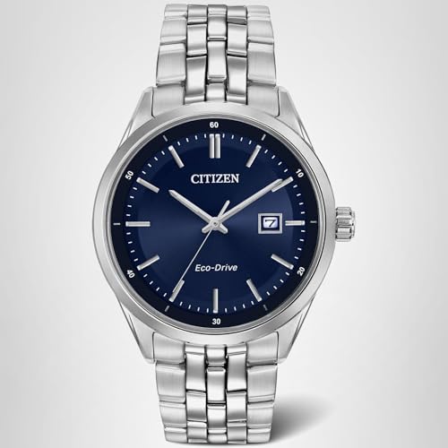 Citizen Men's Classic Addysen Eco-Drive Watch, 3-Hand Date, Sapphire Crystal, Stainless/Blue Dial, 41mm (Model: BM7251-53L)