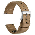WOCCI 20mm Watch Band, Canvas Fabric, Quick Release, Replacement Strap, Silver Buckle (Khaki)
