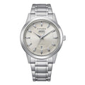 CITIZEN Men's Eco-Drive Dress Classic Watch, Silver-Tone Stainless Steel Bracelet, Ivory Dial, 3 Hand, Day/Date (Model: AW0100-86B)