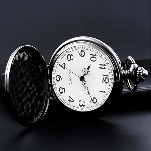 alladaga Set of 2 Classic Pocket Watch with Chain for Men and Women (Black Black)