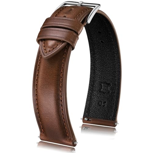 Getalia® Luxurious leather Watch Band, Top Grain Genuine Leather Vintage Oil Wax, 18mm 19mm 20mm 21mm 22mm Quick Release Replacement Retro Straps for Men and Women, Thick & Soft (Brown Width:20mm)