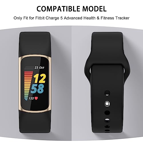 6 Pack for Fitbit Charge 6 Bands/Fitbit Charge 5 Band Women Men, Soft Silicone Waterproof Adjustable Sport Replacement Wristband Strap Compatible with Fitbit Charge 6 / Charge 5 Fitness Trackesr
