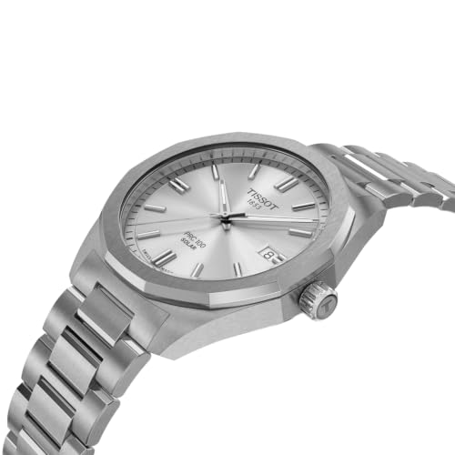 Tissot PRC 100 Solar, Silver Dial, 39mm Watch for Men, Stainless Steel Case and Bracelet, Solar Quartz Movement, T1514221103100