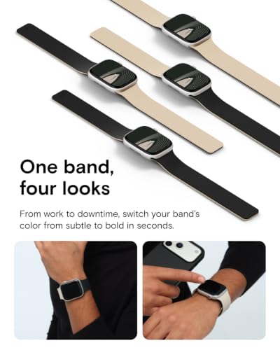 MOFT Snap Duo Watch Bands Compatible with Apple Watch,Quick Magnetic Wear,Duo-Color&Soft Silicone,iWatch Bands for Ultra 3/2/1,Series 11/10/9/8/7/SE/6/5/4/3/2/1, 42/44/45/46/49mm,Vast Black x Stardust