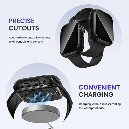 Goton Privacy Waterproof Case Compatible for Apple Watch Screen Protector 40mm Series 6/5/4, SE 3/2/1, Anti Spy Face Cover Back Bumper for iWatch Accessories