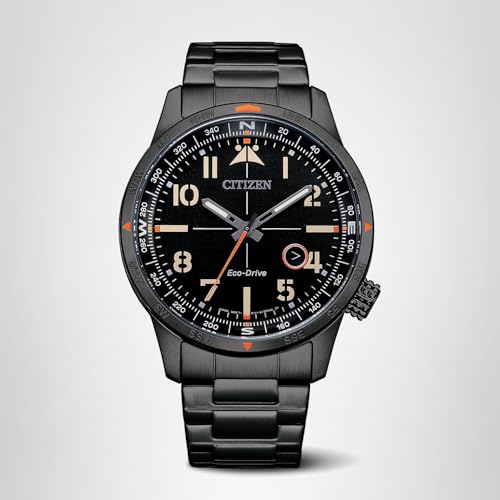 Citizen Men's Eco-Drive Weekender Avion Field Watch in Black IP Stainless Steel, Black Dial (Model: BM7555-59E)