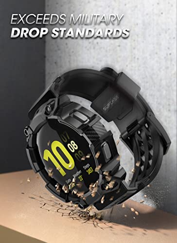 SUPCASE for Samsung Galaxy Watch 5 44mm Band with Case (Unicorn Beetle Pro), [Military-Grade Drop Protection] Rugged Men Cover with Adjustable Strap Band for Samsung Galaxy Watch 5 / 4 44mm, Black
