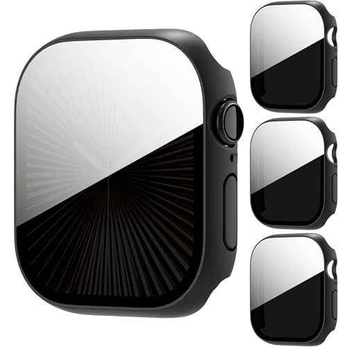 AIDOWU 3-Pack Privacy Anti Spy Case for Apple Watch Series 10/11 46mm, Protective Face Cover with Anti-Peeping Tempered Glass Screen Protector, Ultra Thin Hard PC Bumper Cover for iwatch 46mm