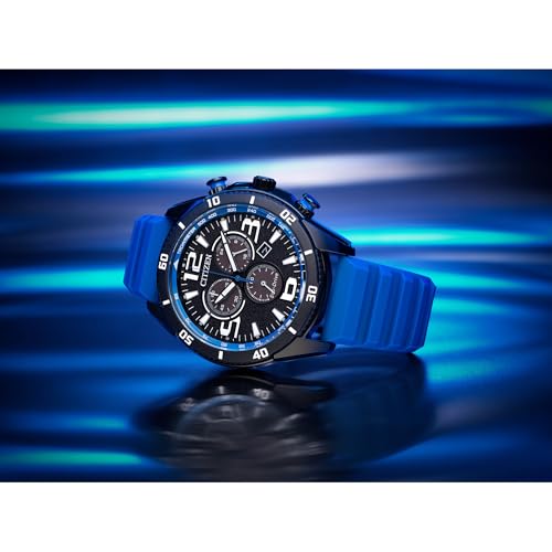 Citizen Men's Eco-Drive Sport Casual Brycen Watch, Blue Silicone Strap, Chronograph (Model: AT2586-05E)
