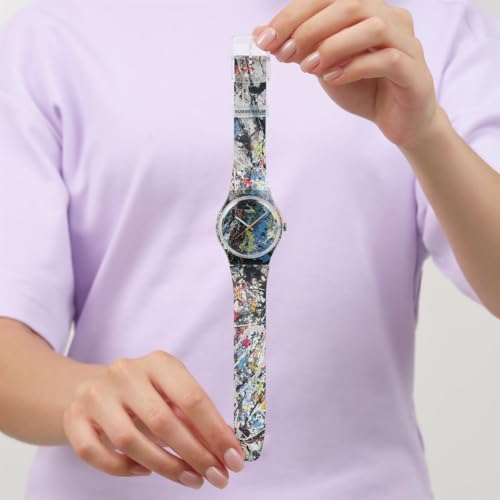 Swatch New Gent Unisex Casual Watch Polymer Transparent Quartz Water Resistant POLLOCK'S Alchemy