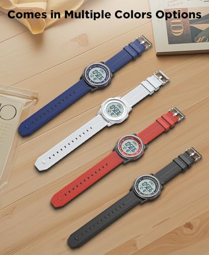 Beeasy Digital Watch for Men Women, 50M Waterproof, Ultra-Thin & Lightweight, 44mm Silicone Sports Watch with Alarm, Stopwatch, Countdown, Ideal for Gym, Running, School, Daily Wear