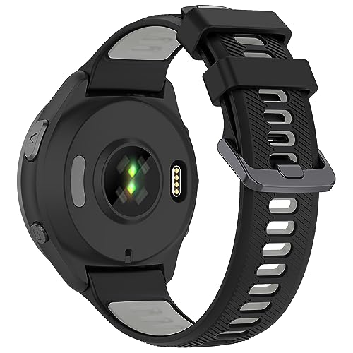 TopPerfekt Band Compatible with Garmin Forerunner 965, Soft Silicone Replacement Watch Band Strap for 965 Smart Watch for Women Men Black - Grey