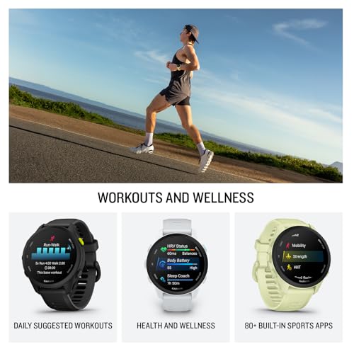 Garmin Forerunner® 70, Easy-to-Use GPS Running Smartwatch, Advanced Training Metrics and Recovery Insights, Up to 13 Days of Battery Life, Whitestone