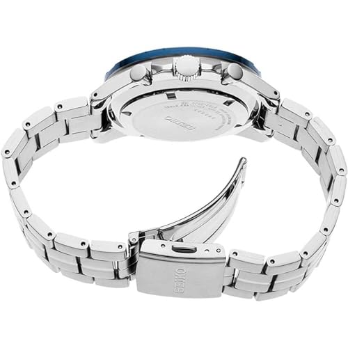SEIKO SSB345 Watch for Men - Essentials - with Quartz Chronograph, Tachymeter Bezel, Blue Ion-Finish, Date Calendar, Stainless Steel Case and Bracelet, and 100m Water-Resistant